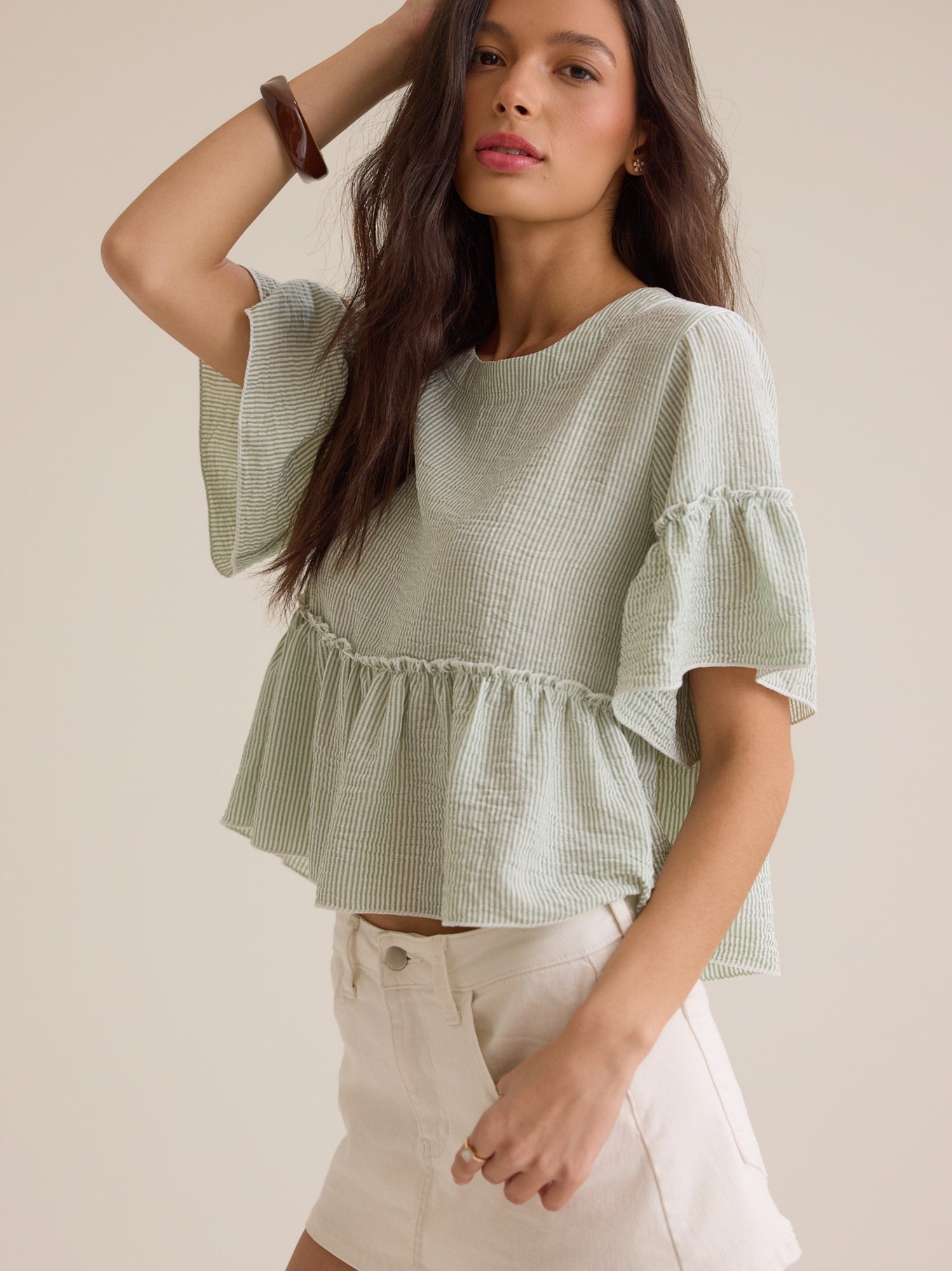 Calista Stripe Peplum Top
