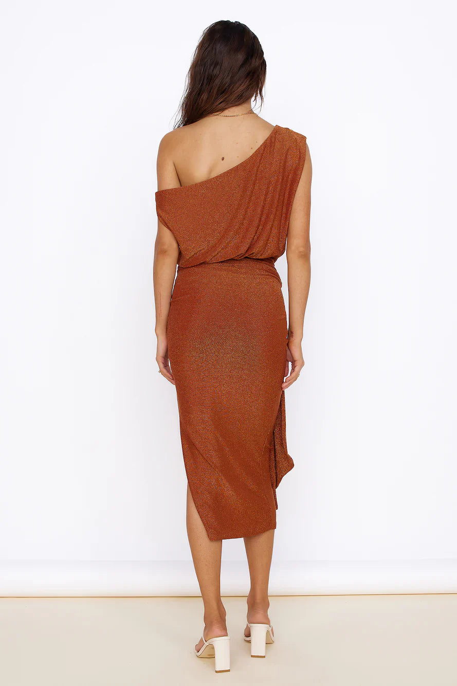 Thunderstorm Midi Dress Brown