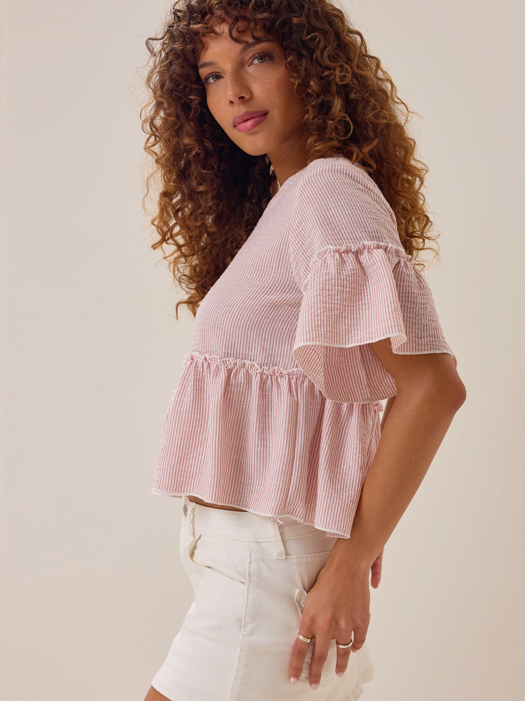 Calista Stripe Peplum Top
