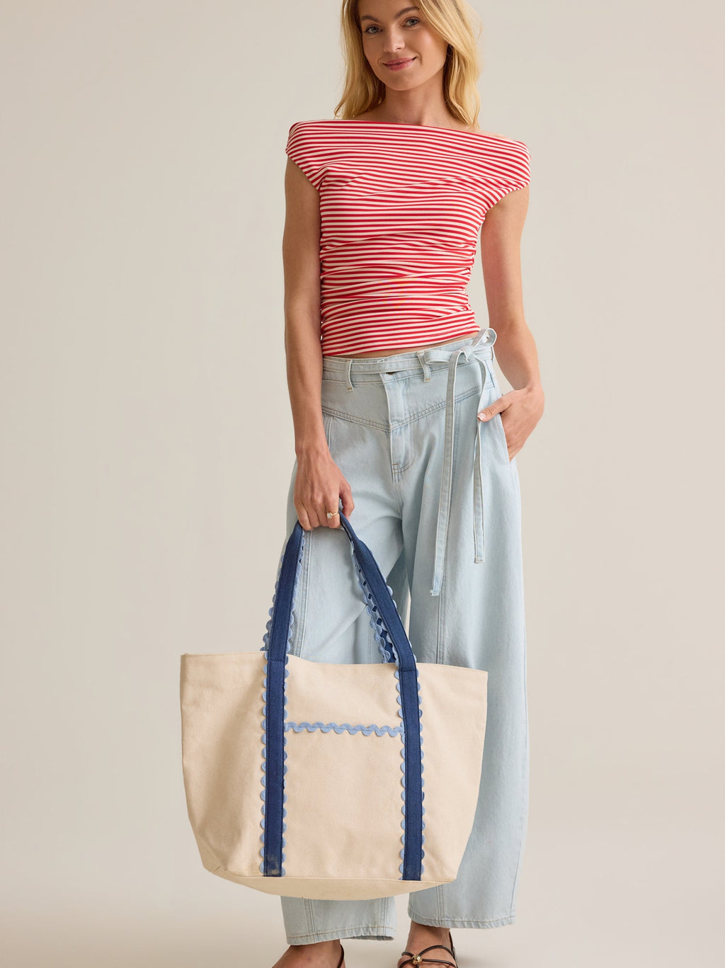 Charla Stripe Boat Neck Top