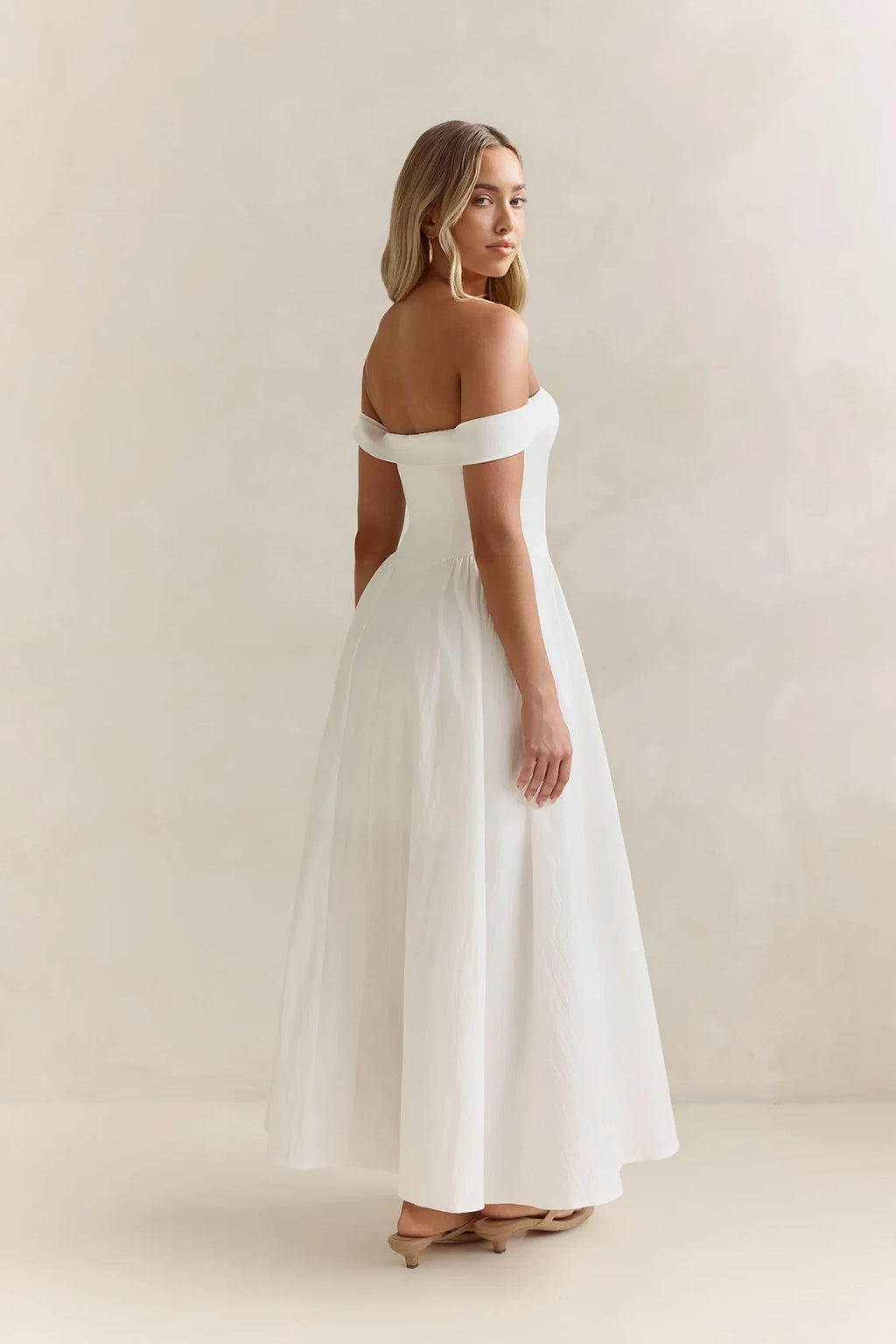 Memory Of Fate Off Shoulder Maxi Dress White