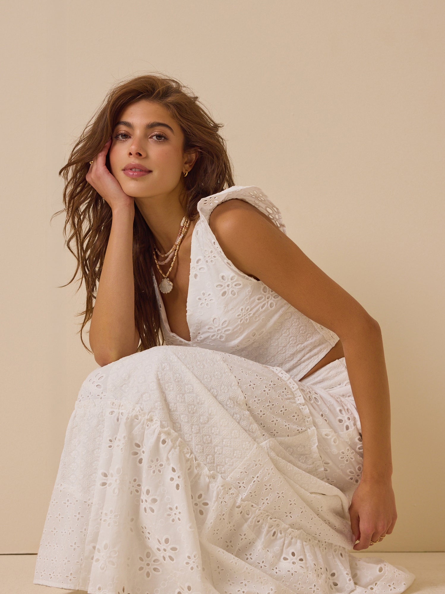 Nalia Eyelet Flutter Sleeve Top