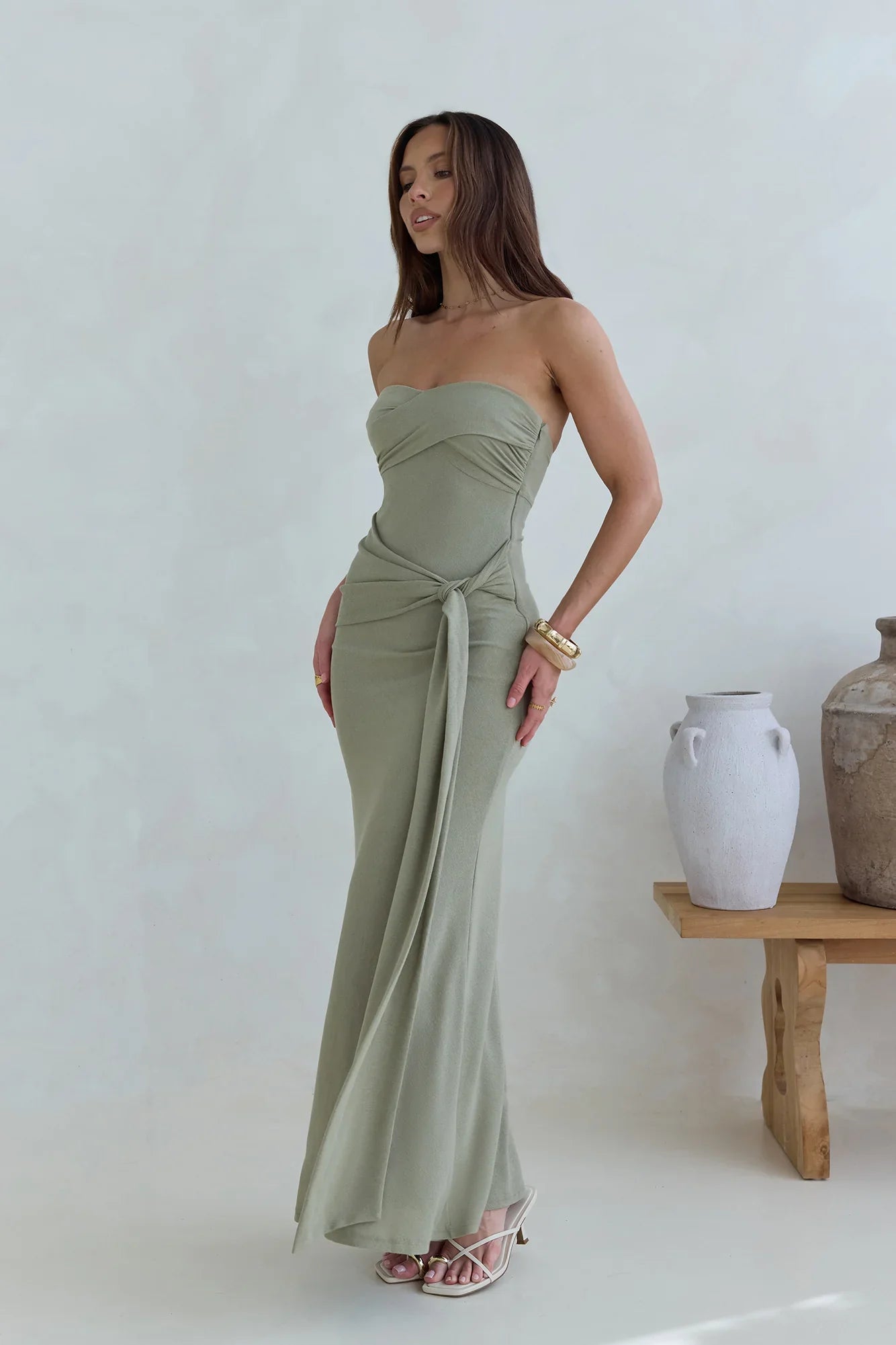 Follow You Strapless Maxi Dress Sage