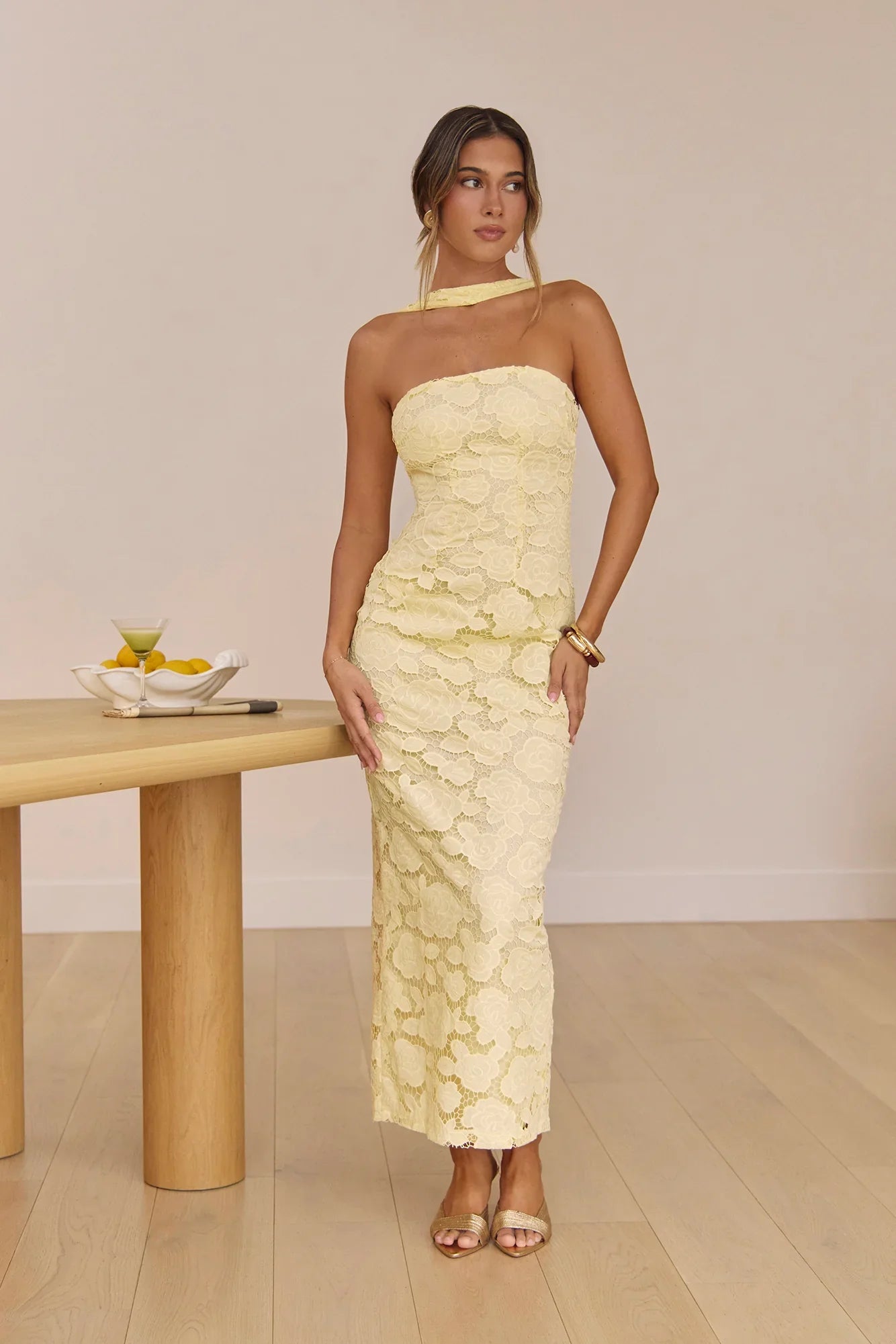 In Orbit Halter Maxi Dress Yellow