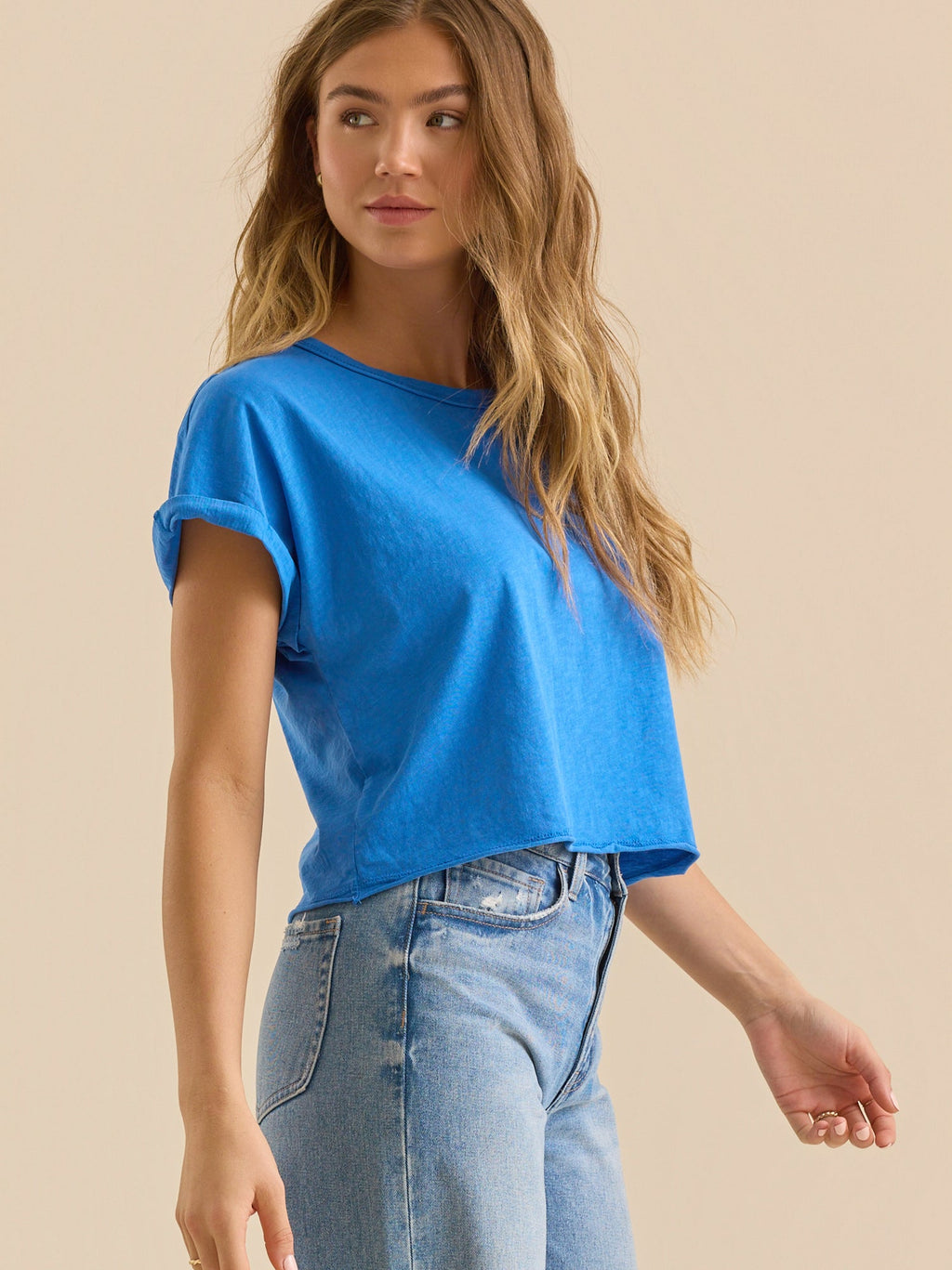 Demi Slub Roll Sleeve Tee