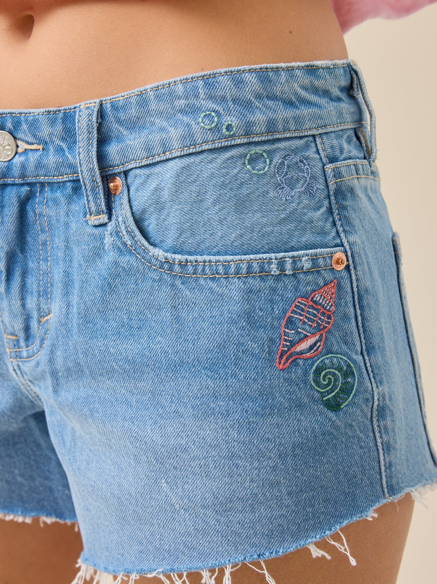 Isla Sea Embroidered Denim Short