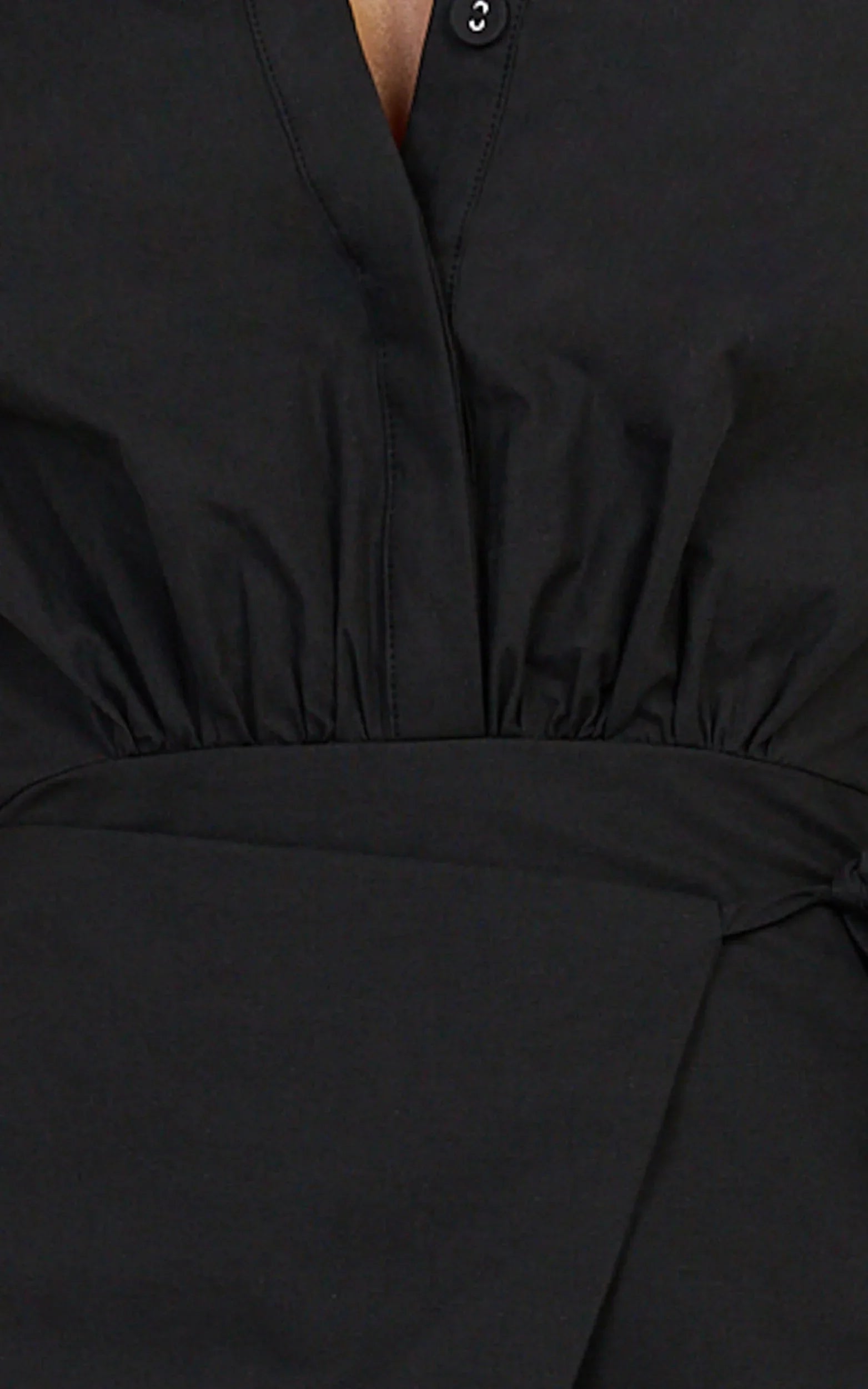 Heath Mini Dress - Collared Button Up Shirt Dress in Black