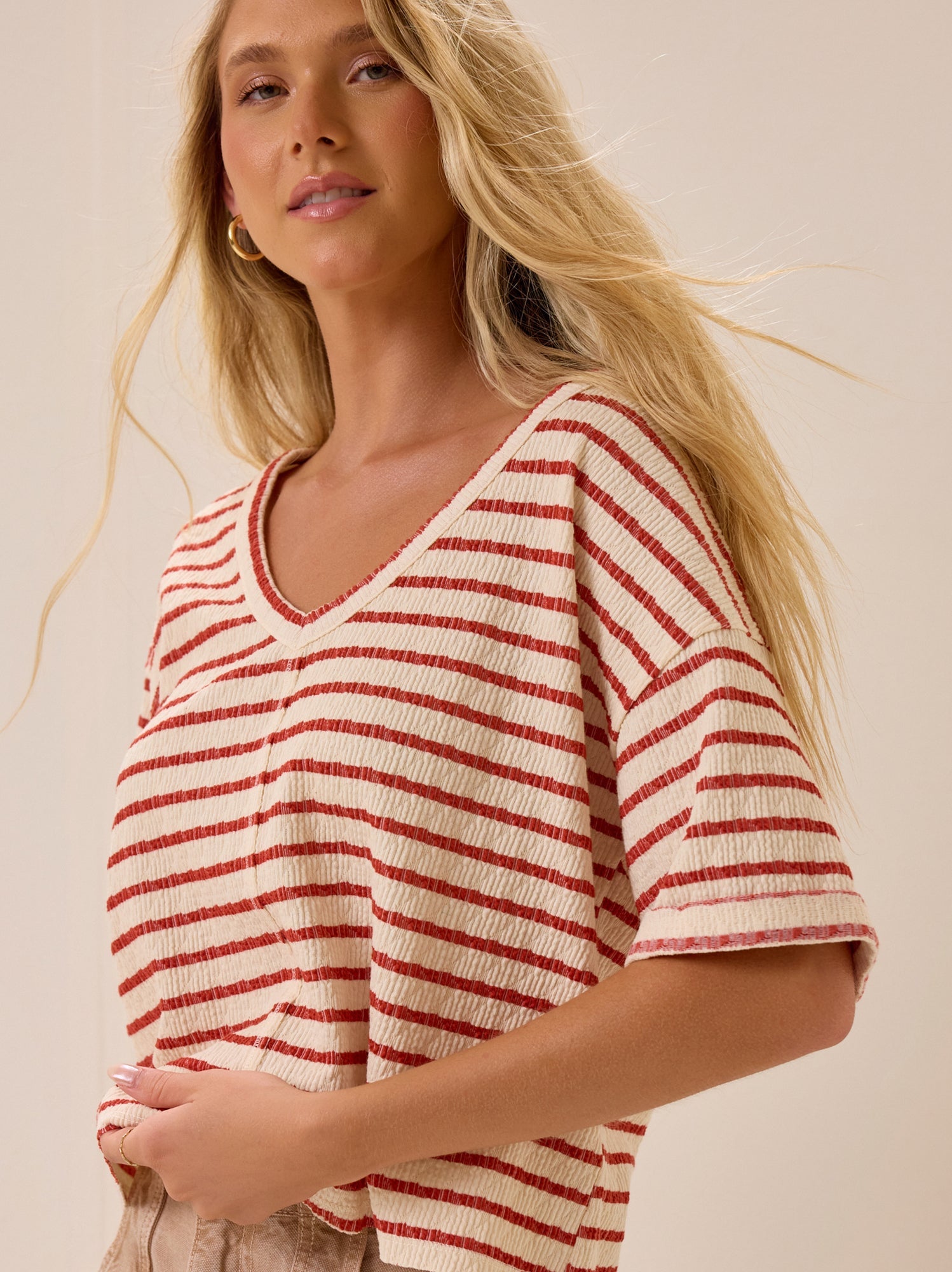 Scarlett V-Neck Striped Top