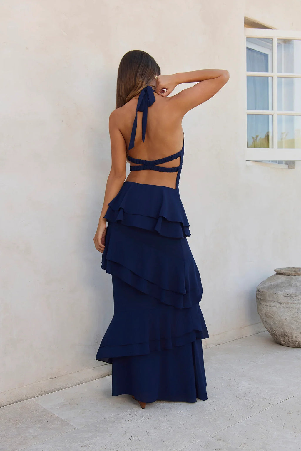 Path Of Fate Halter Maxi Dress Navy