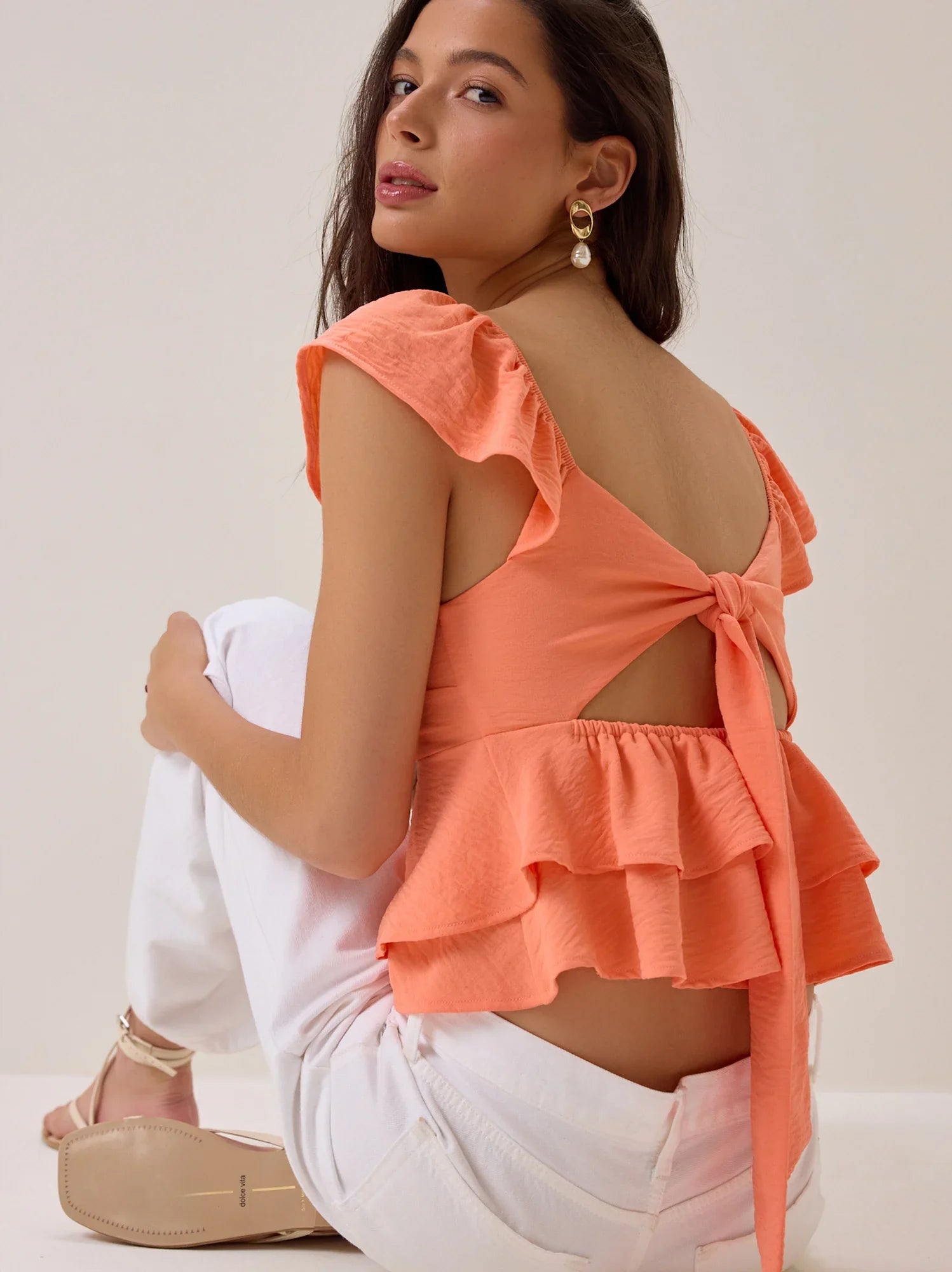 Cressida Flutter Sleeve Babydoll Top