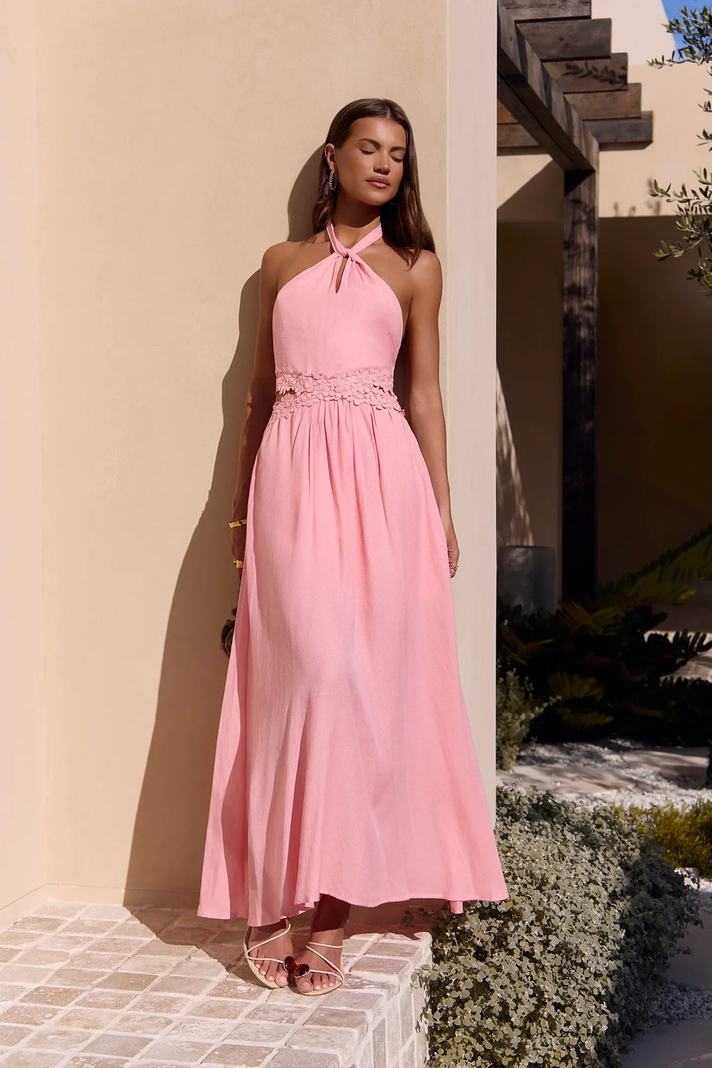 Here With You Halter Maxi Dress Pink