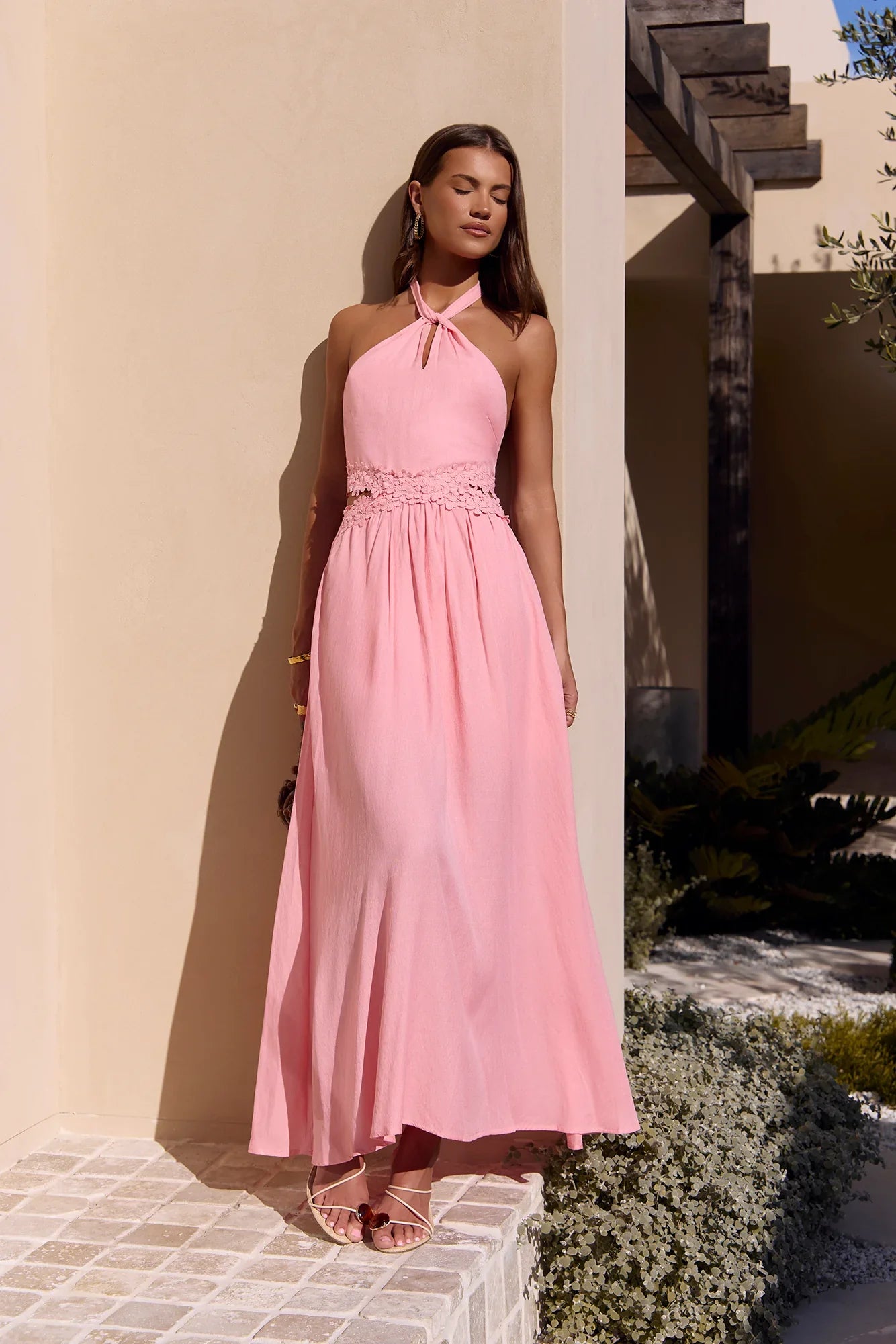 Here With You Halter Maxi Dress Pink