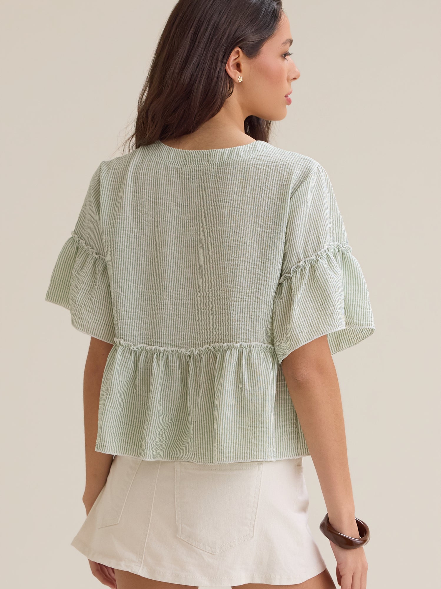Calista Stripe Peplum Top