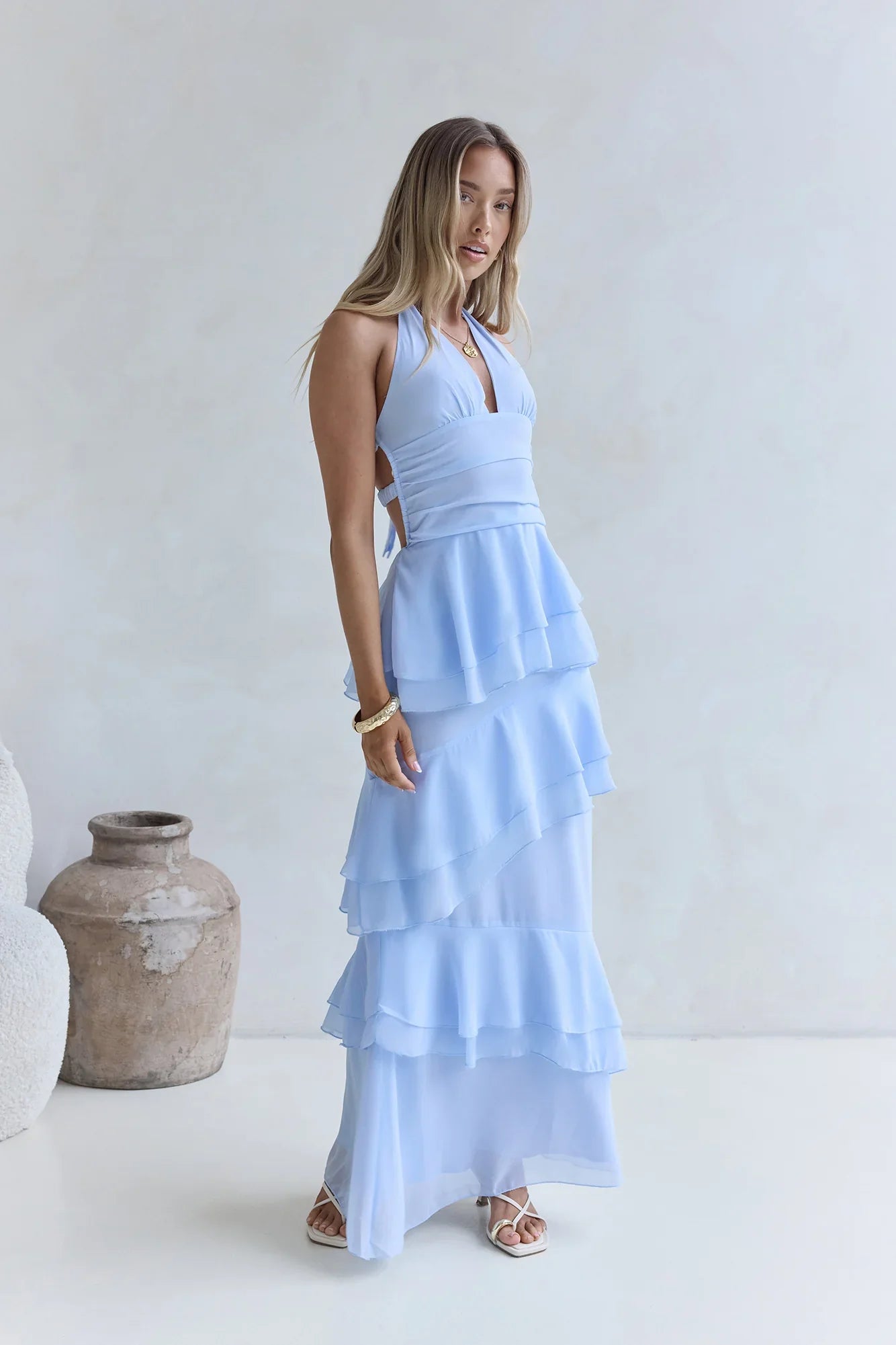 Path Of Fate Halter Maxi Dress Blue