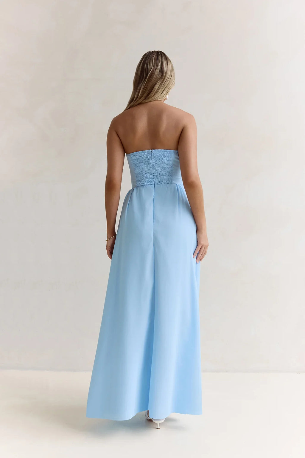 Wishful Seasons Strapless Maxi Dress Blue