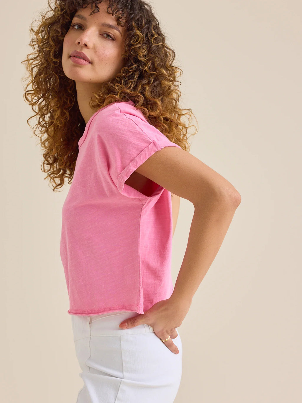 Demi Slub Roll Sleeve Tee