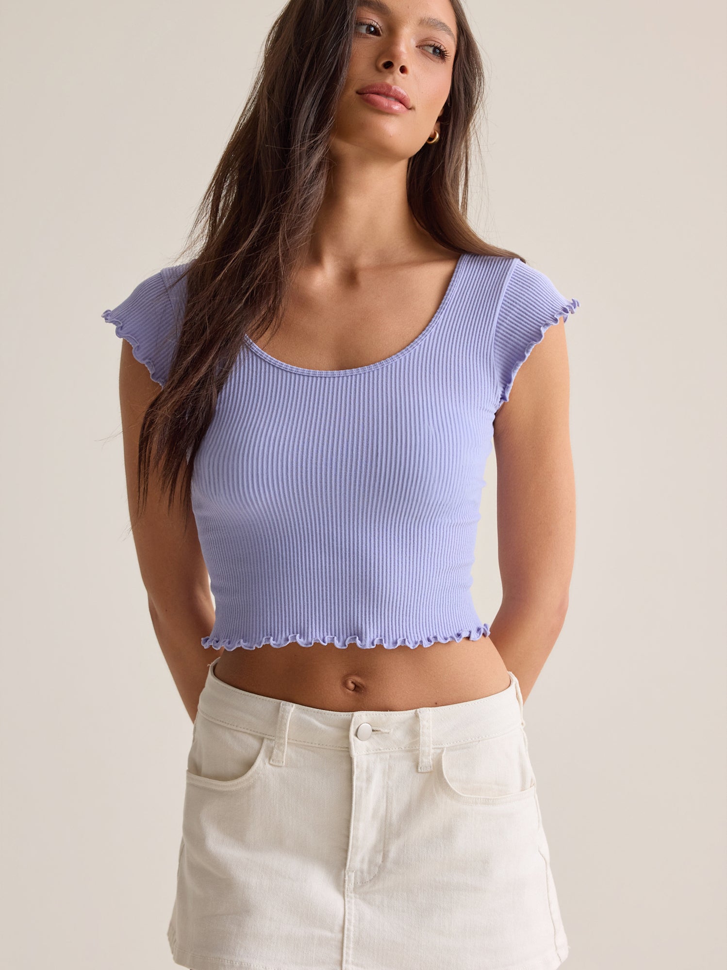 Ellia Ribbed Short Sleeve Cami