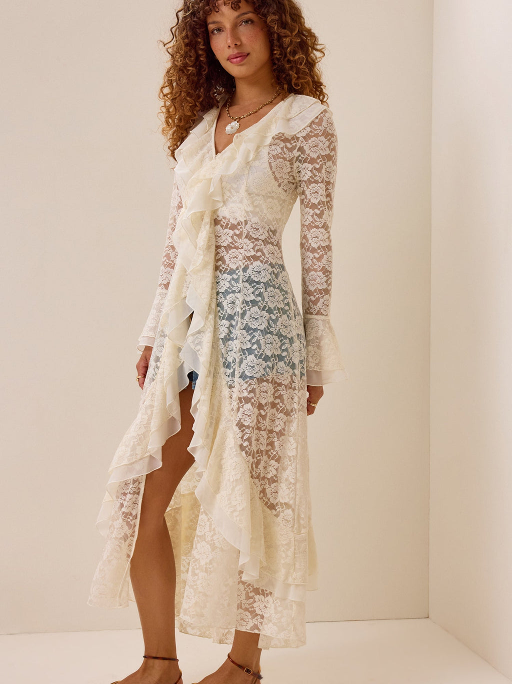 Carys Lace Chiffon Ruffle Kimono