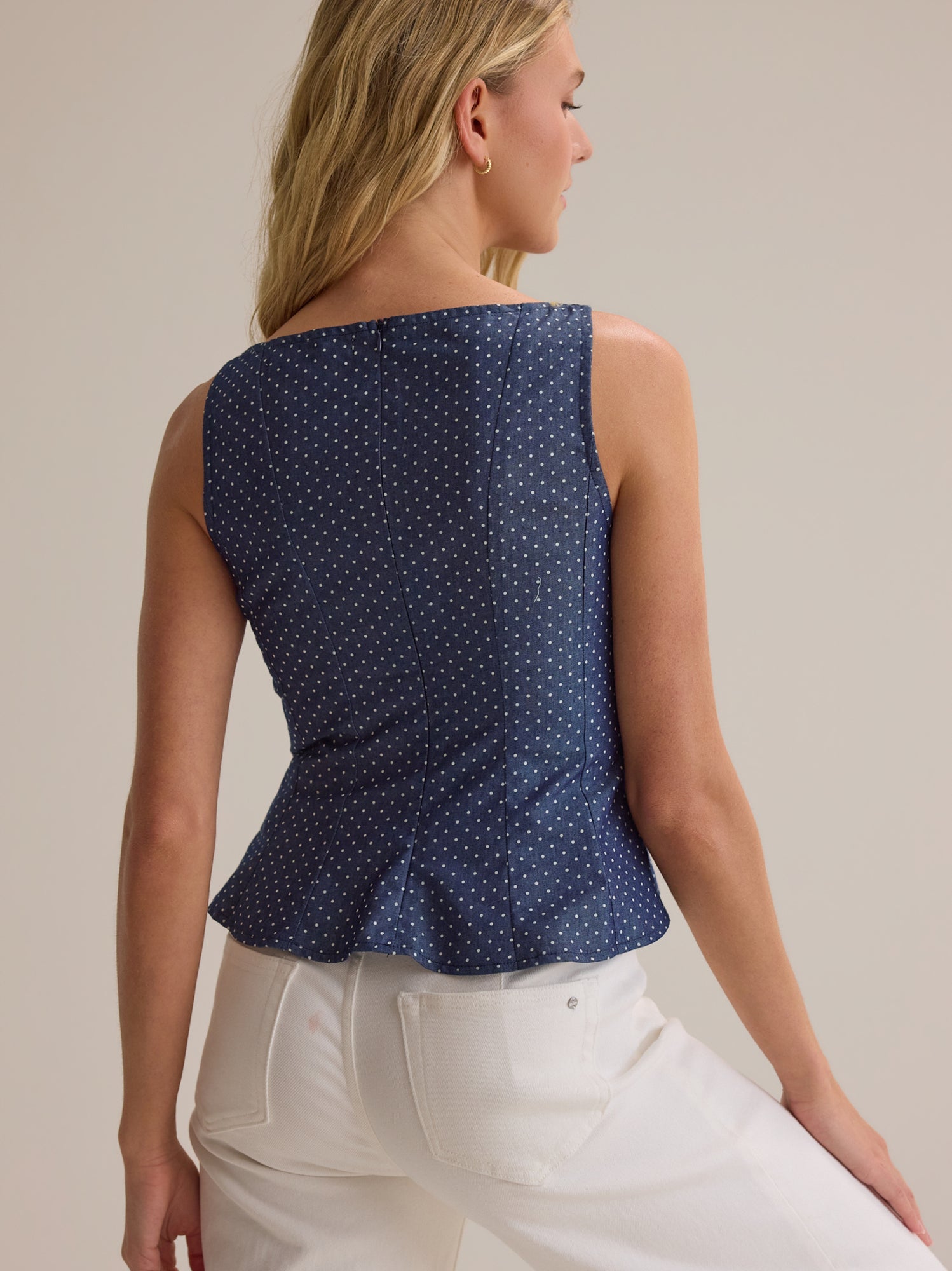 Effie Polka Dot Pleated Tank
