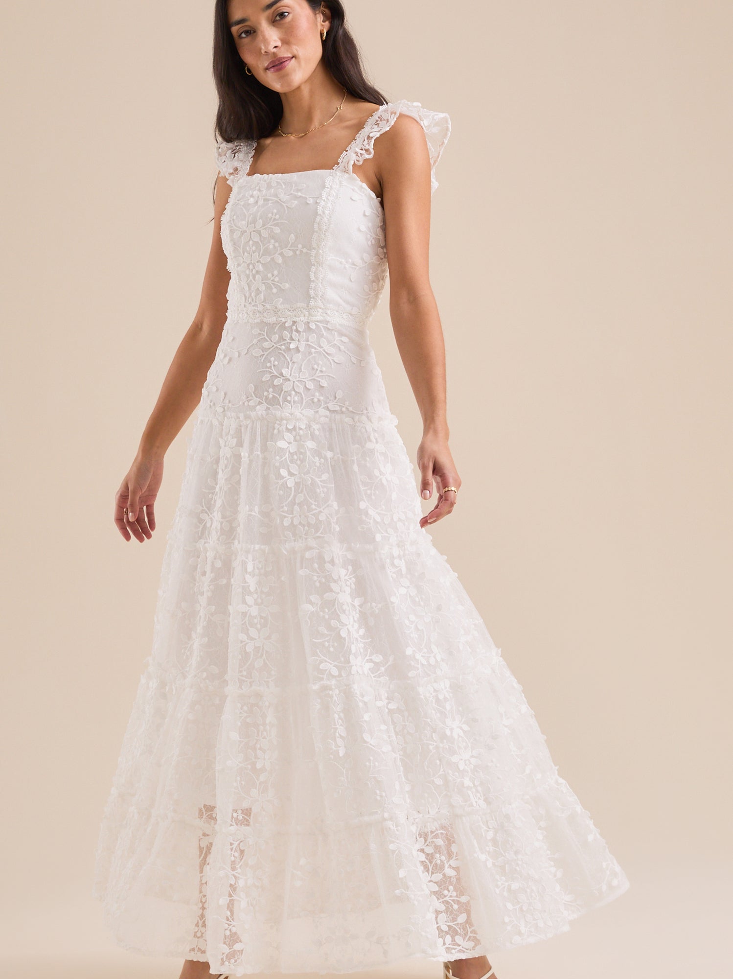 Kallie Lace Tiered Maxi Dress
