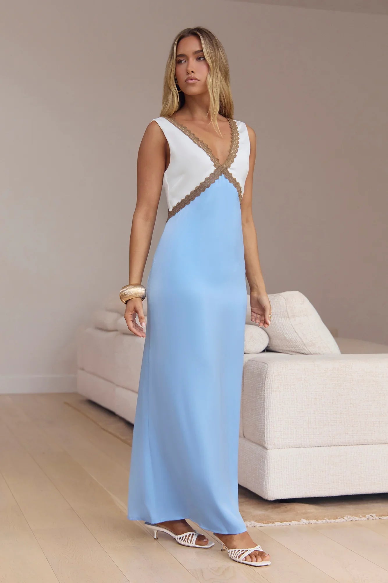 Pocket Of Sunshine Slip Maxi Dress Blue