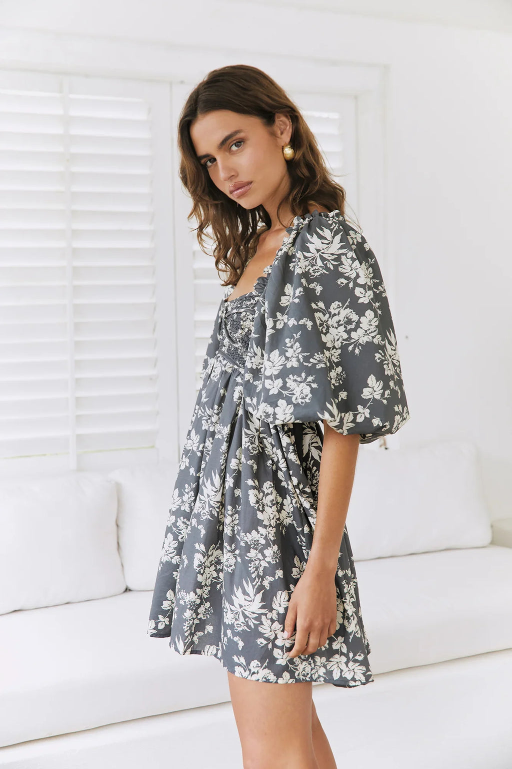 Secret Garden Mini Dress Gray
