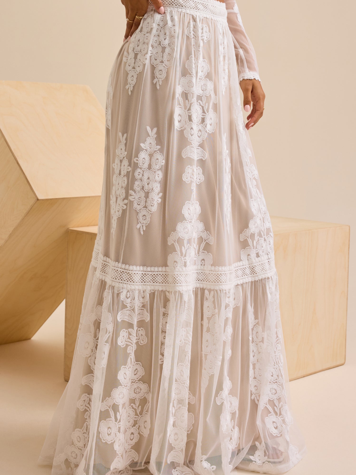 Arissa Floral Embroidered Maxi Skirt