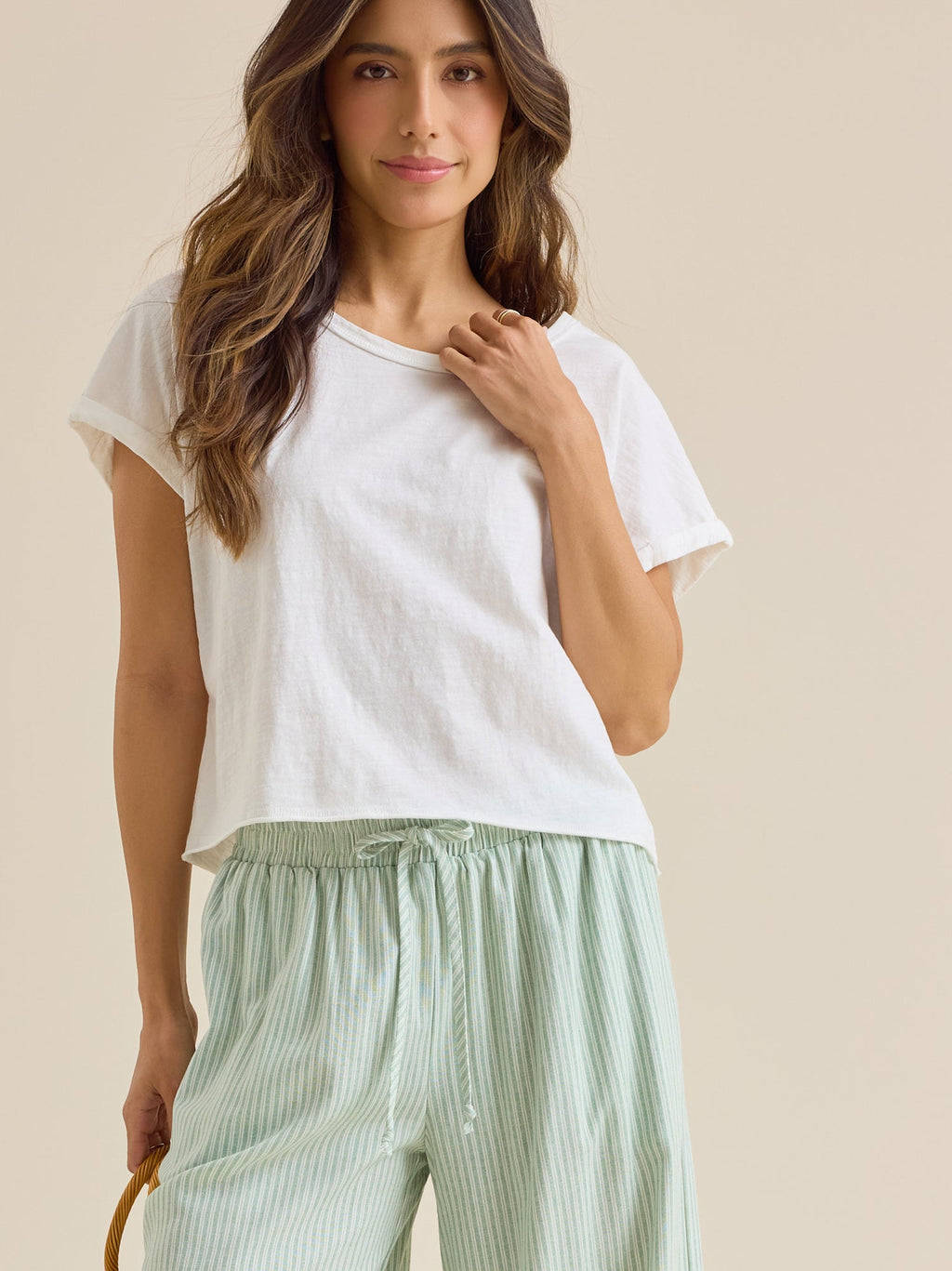 Demi Slub Roll Sleeve Tee