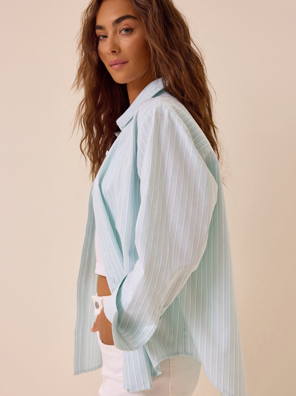 Palmer Stripe Button Up Top