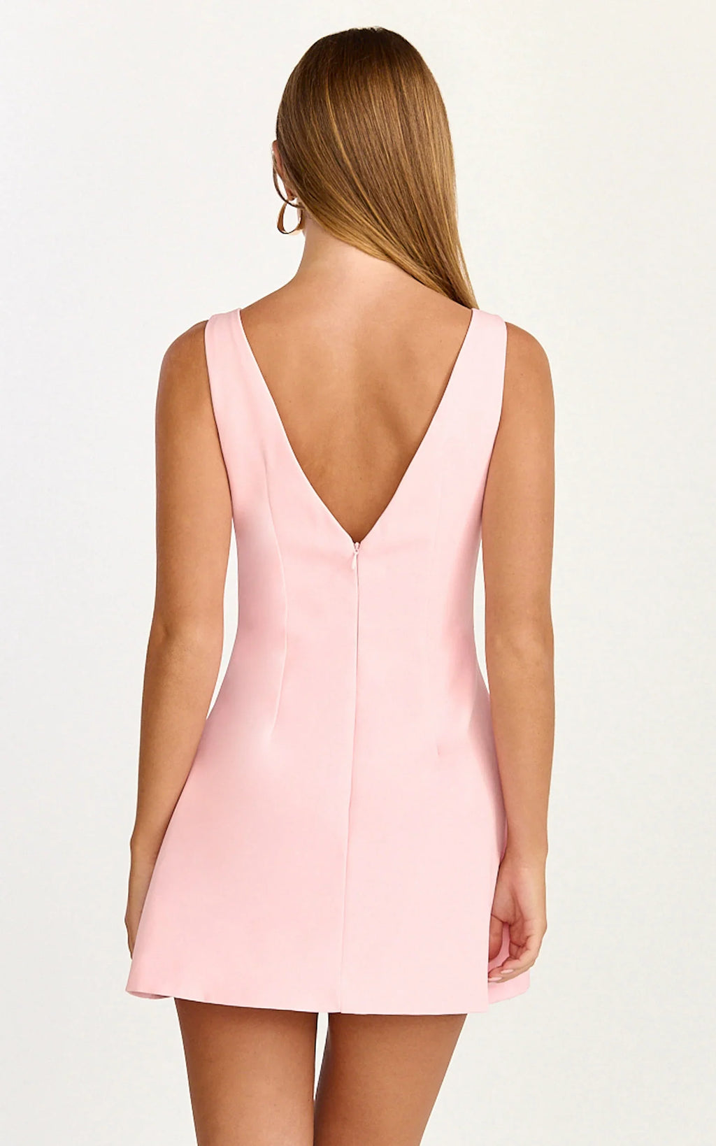 Karissa Mini Dress - V Neck Fit And Flare Dress in Pink