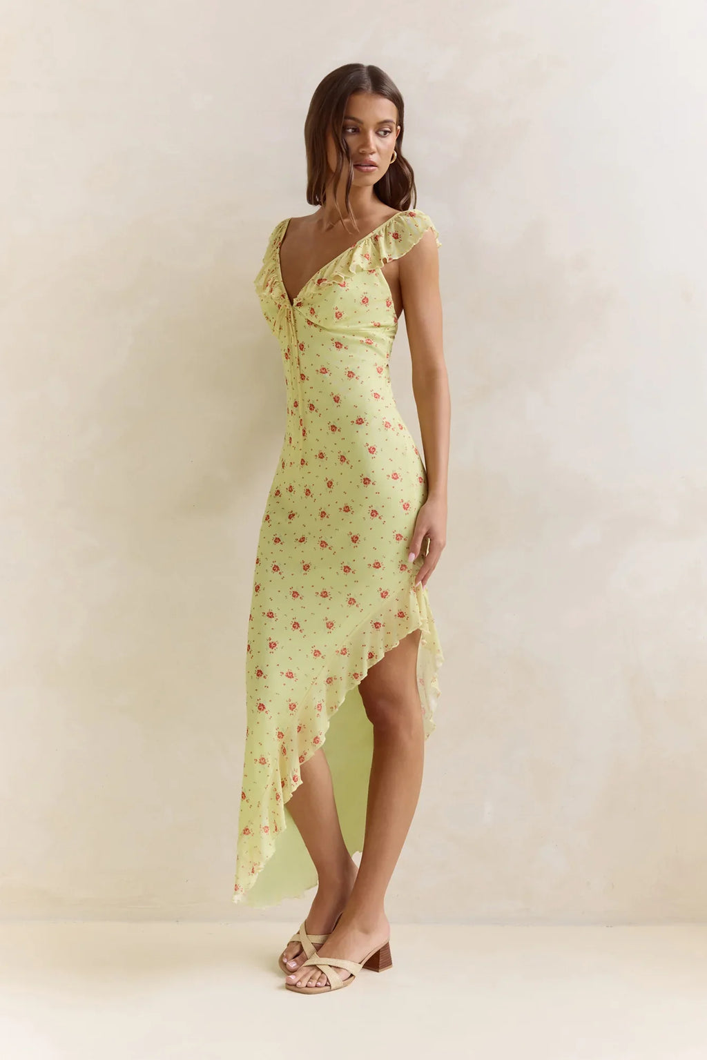 Imaginations Mesh Maxi Dress Yellow