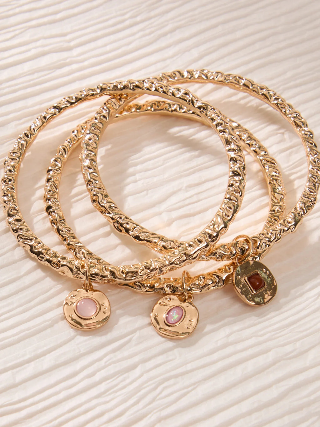 Golden Coast Hammered Bangle Set