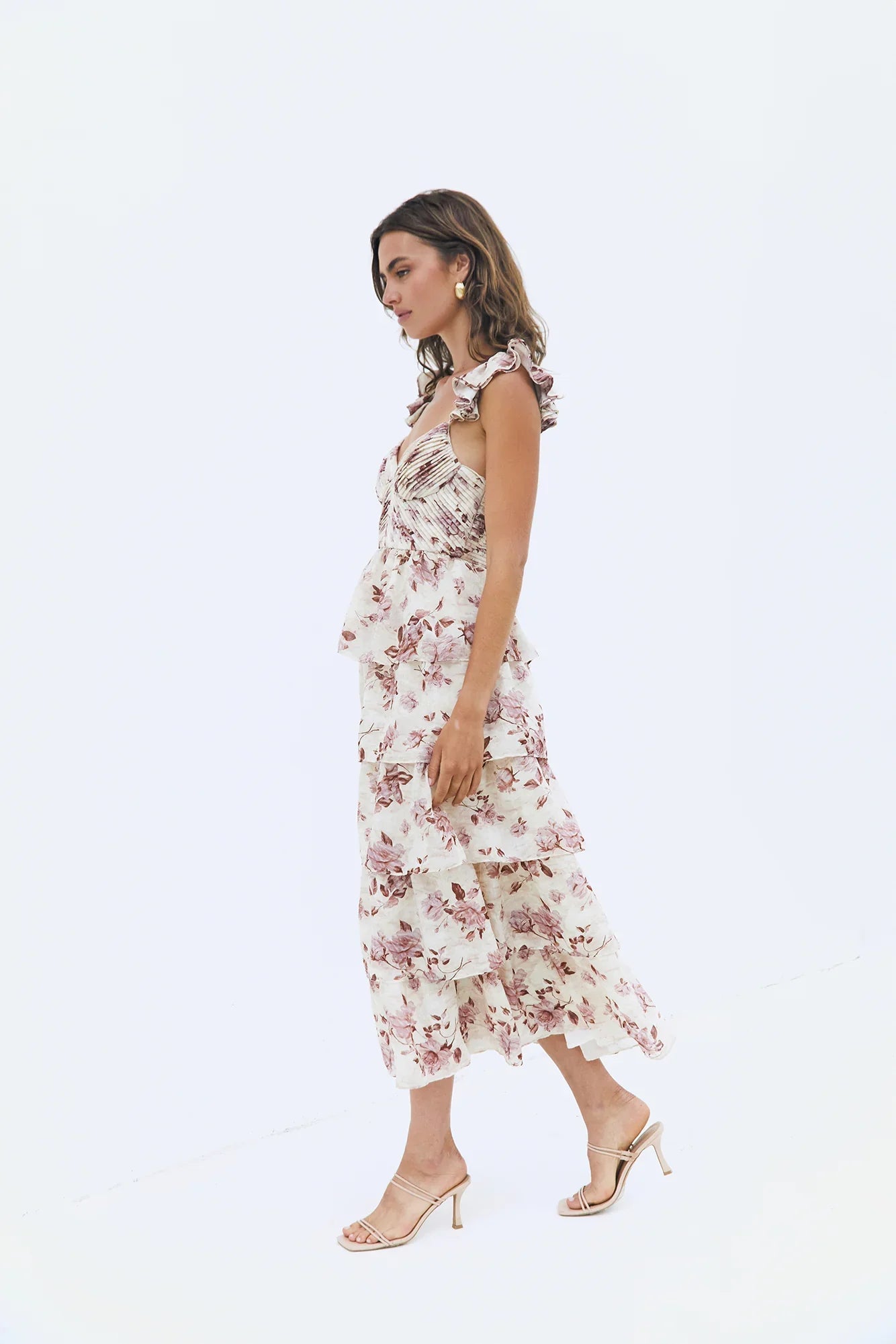Florienne Tiered Midi Dress Mauve