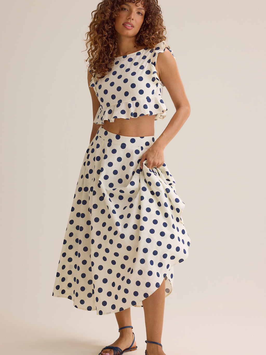 Billie Polka Dot Linen Top