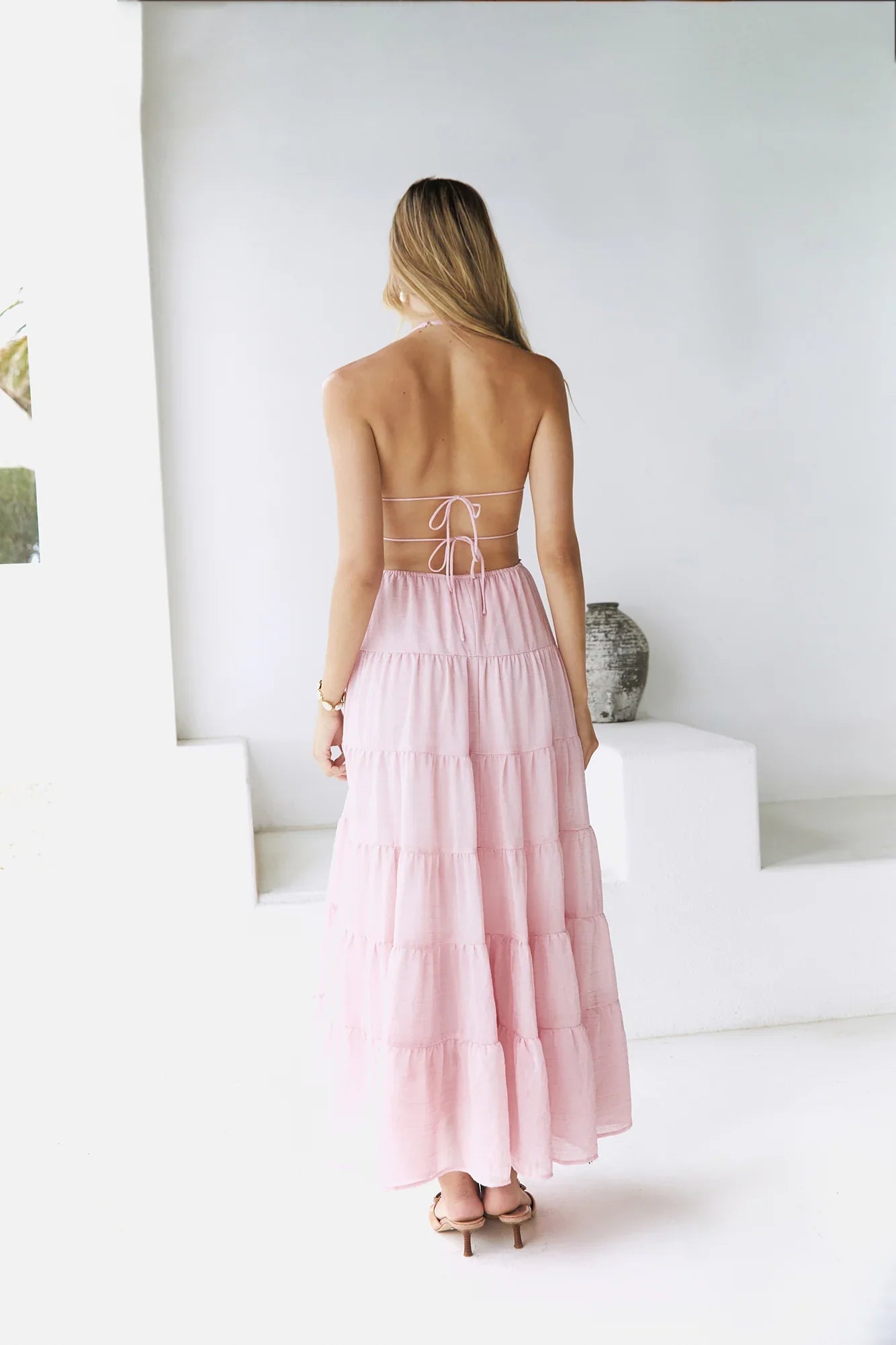 Renaissance Art Maxi Dress Pink
