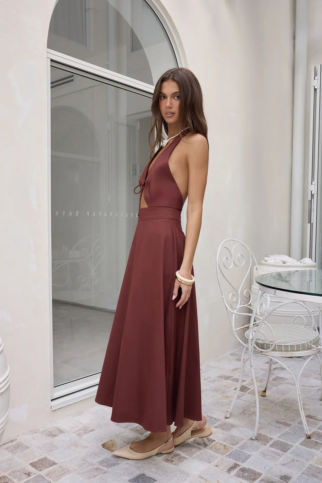 Sands Of Splendor Halter Maxi Dress Brown