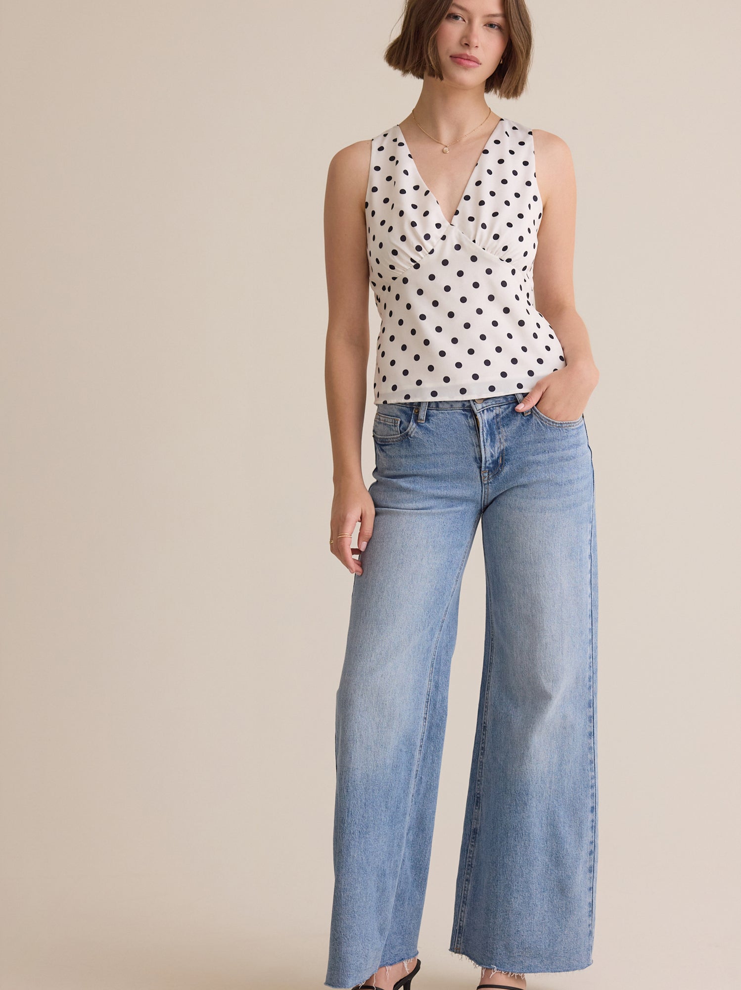 Brianna Dot Satin Tank