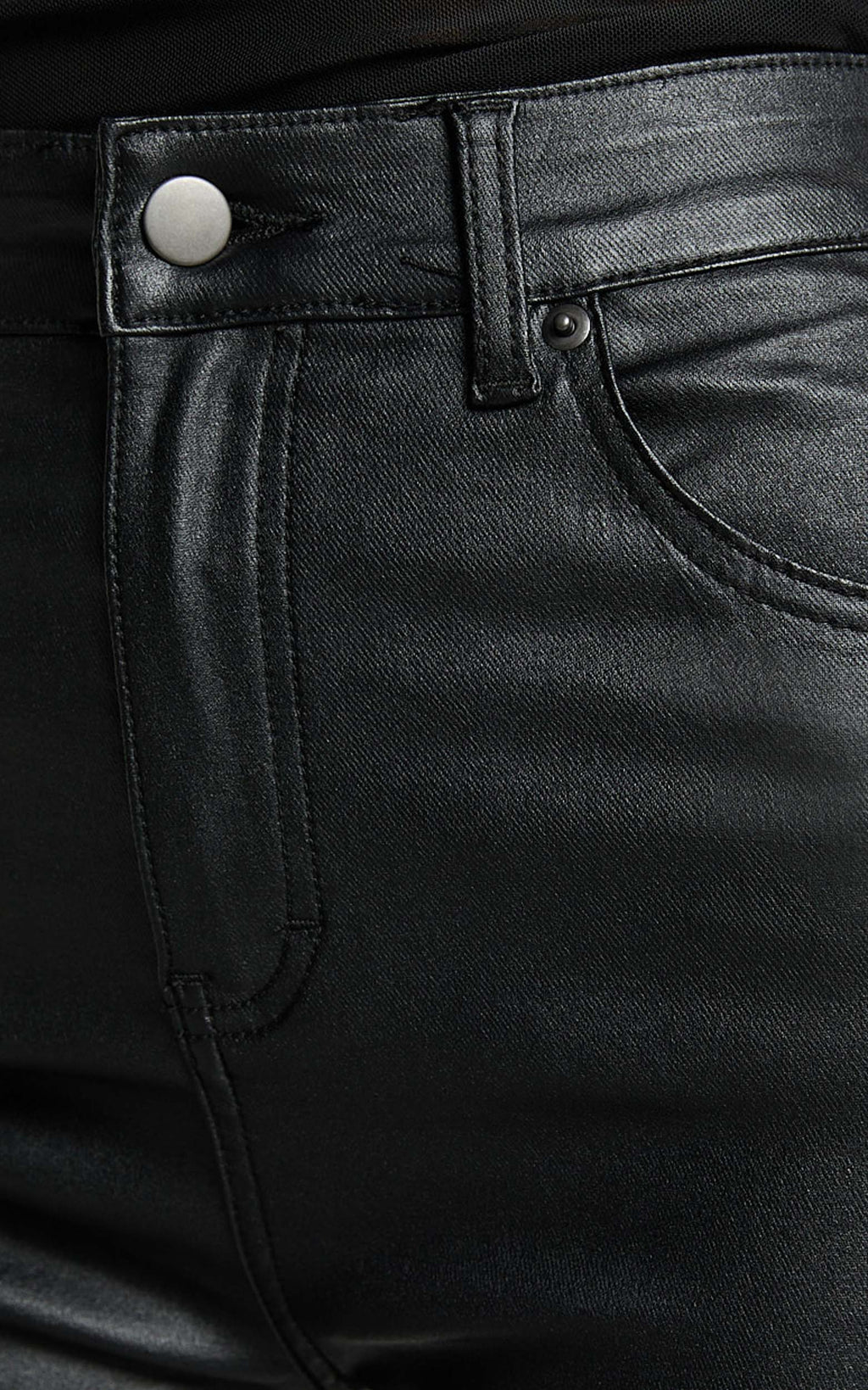 Whinnie Jeans - High Waist Skinny Coated Denim Jeans in Black