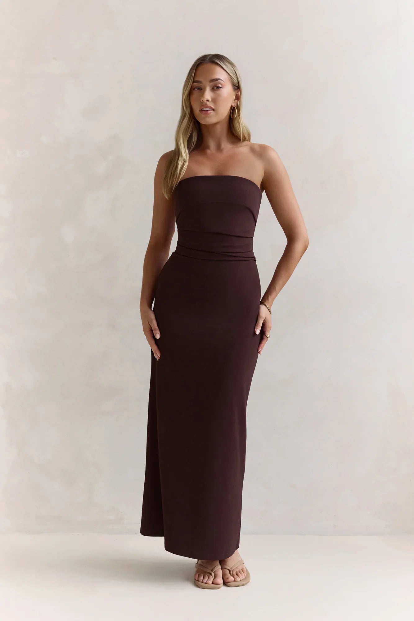 Love Me A Little Strapless Maxi Dress Brown