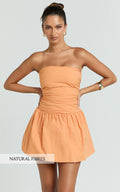 Donatella Mini Dress - Strapless Drop Waist Dress in Sherbet
