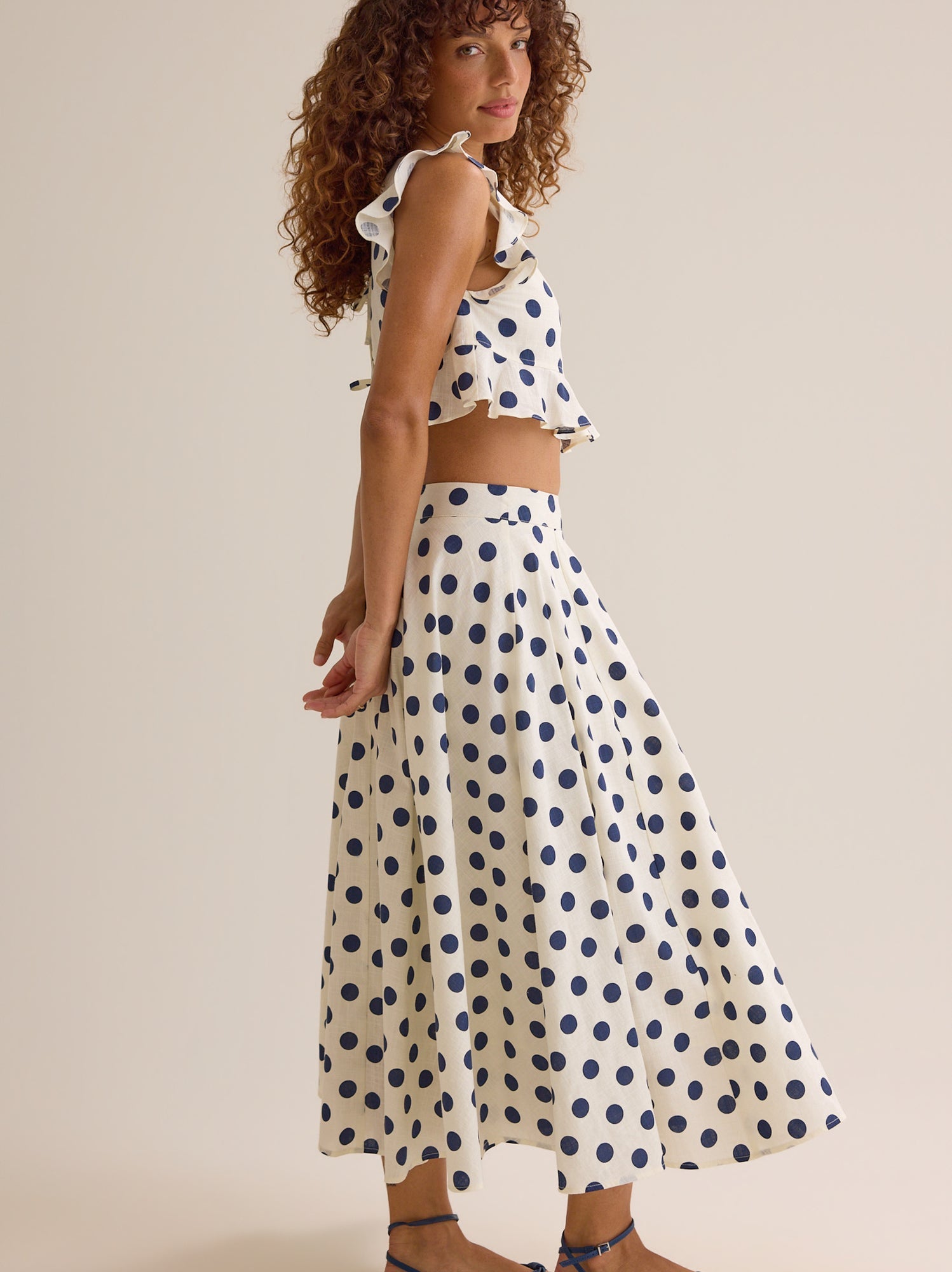 Billie Polka Dot Linen Top