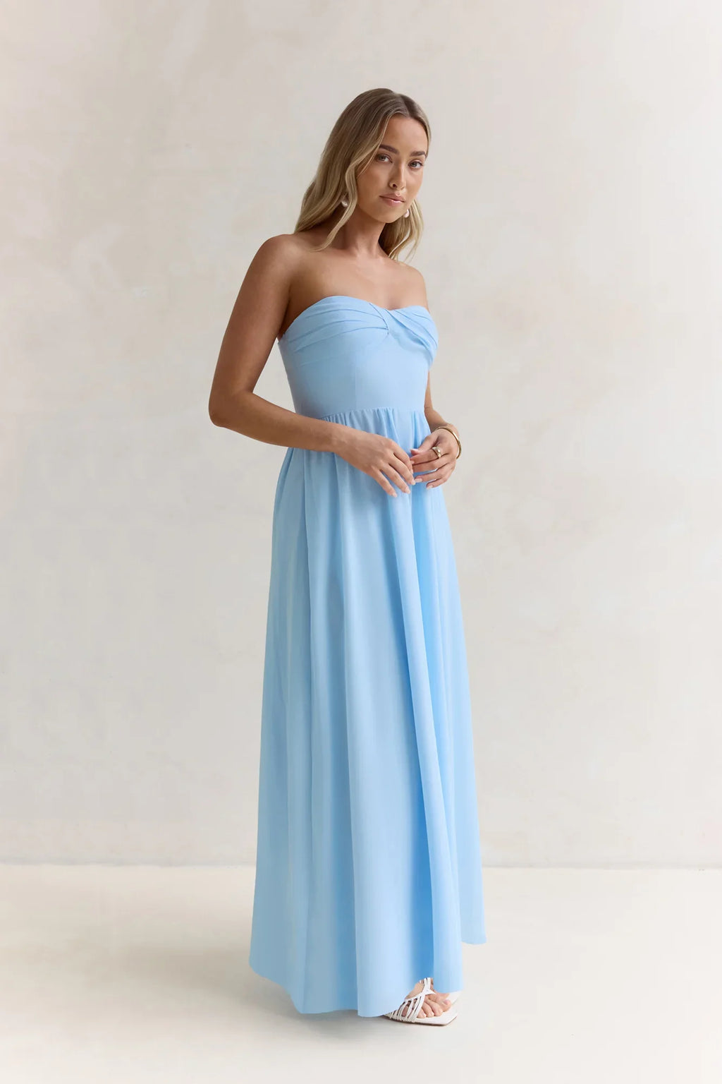 Wishful Seasons Strapless Maxi Dress Blue
