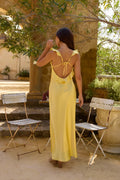 FORTUNATE ONE Belinda Satin Maxi Dress Yellow