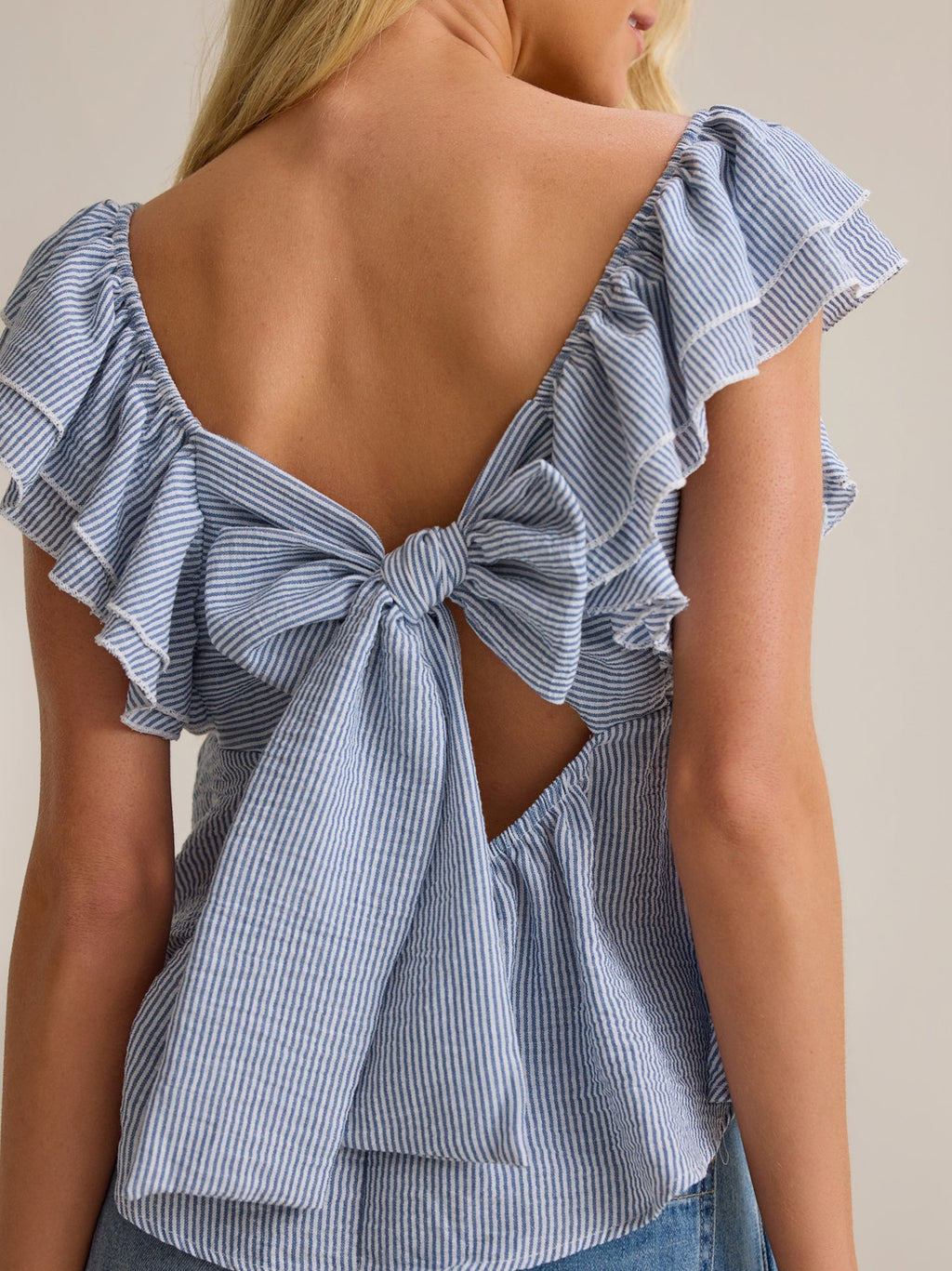 Kim Stripe Ruffle Top
