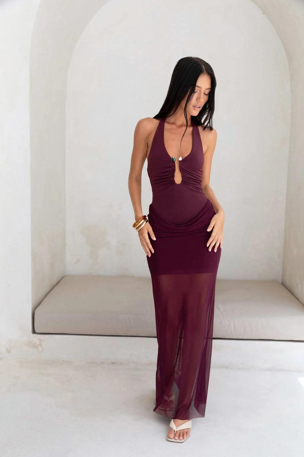 Luxe Legacy Halter Maxi Dress Plum