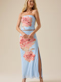 Emelia Floral Mesh Midi Skirt