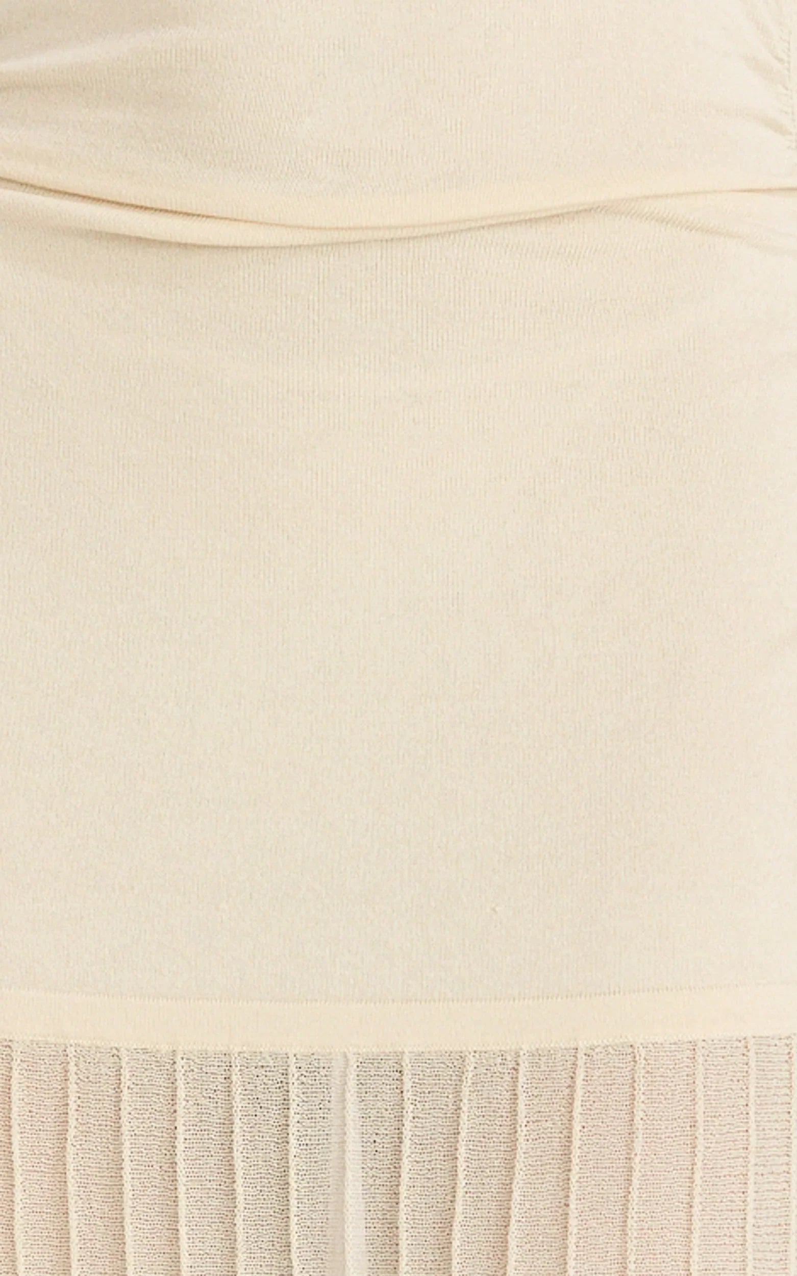 Roxy Maxi Dress - One Shoulder Pleated Skirt Knitted Dress in Cream