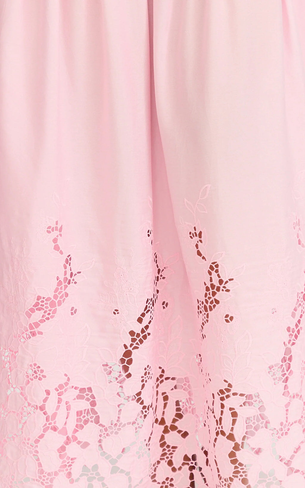 Everly Maxi Dress - Straight Neck Broderie Cut Out Hem Dress in Pink