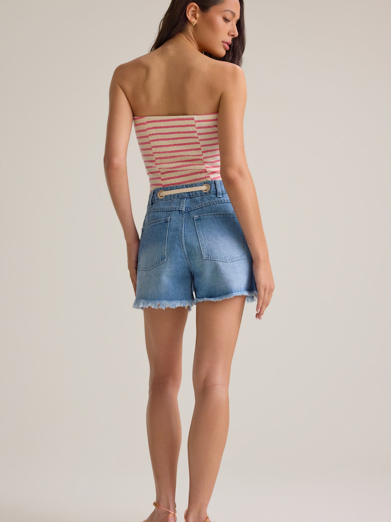 Kenzy Tie Waist Denim Shorts
