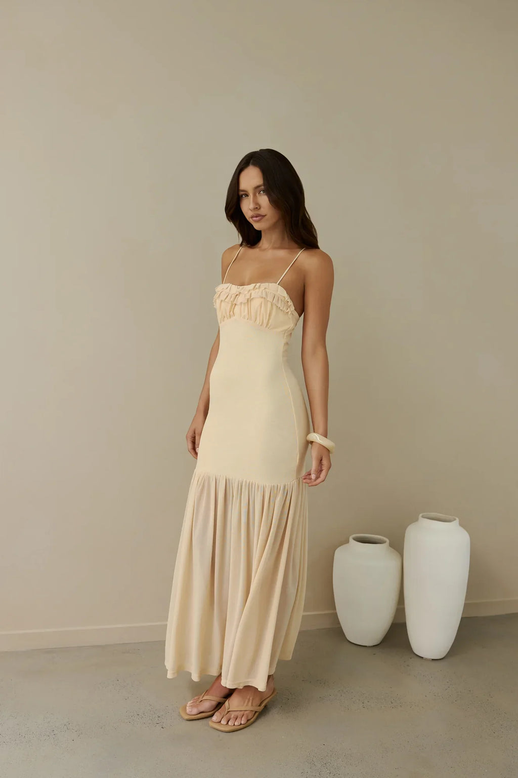 Just Right Mesh Maxi Dress Yellow